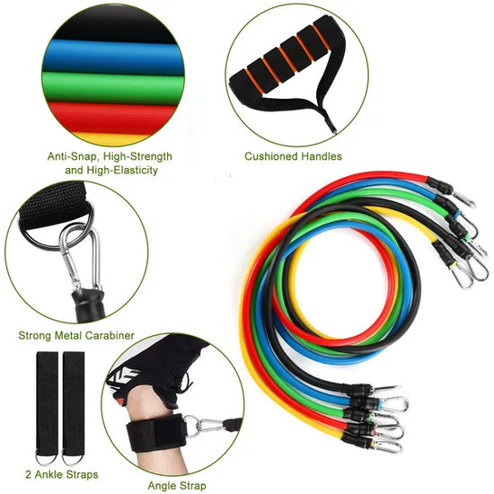 11Pcs Resistance Bands Set Fitness Workout