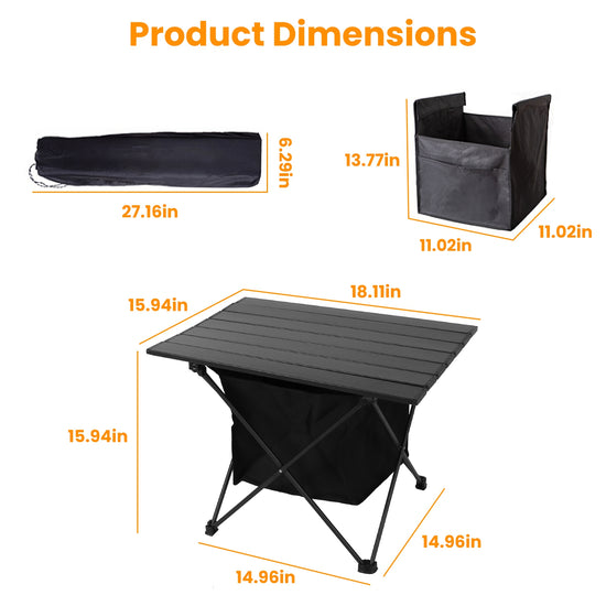 1Pc Foldable Camping Table With Storage Basket Rustproof Portable Aluminum Alloy Roll-Up Camping Table With Carrying Bag For Camping Hiking BBQ Picnic Fishing