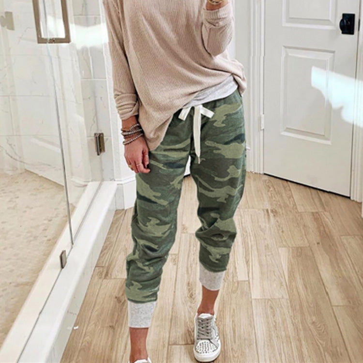 Camo print casual drawstring Jogger