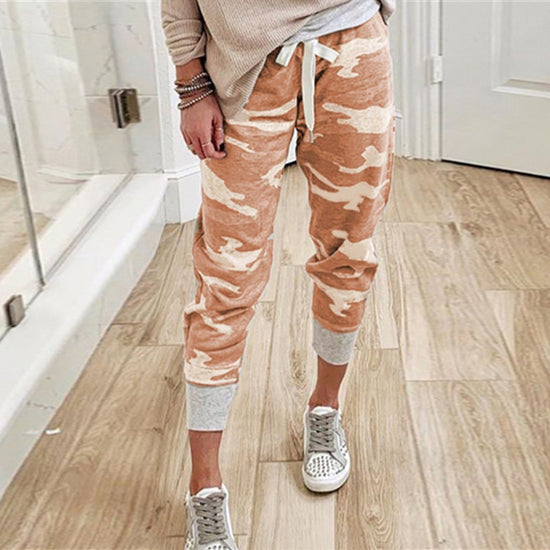 Camo print casual drawstring Jogger