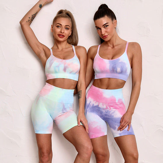 New Trend Tie-Dye Yoga Sports Shorts High Waist Hips