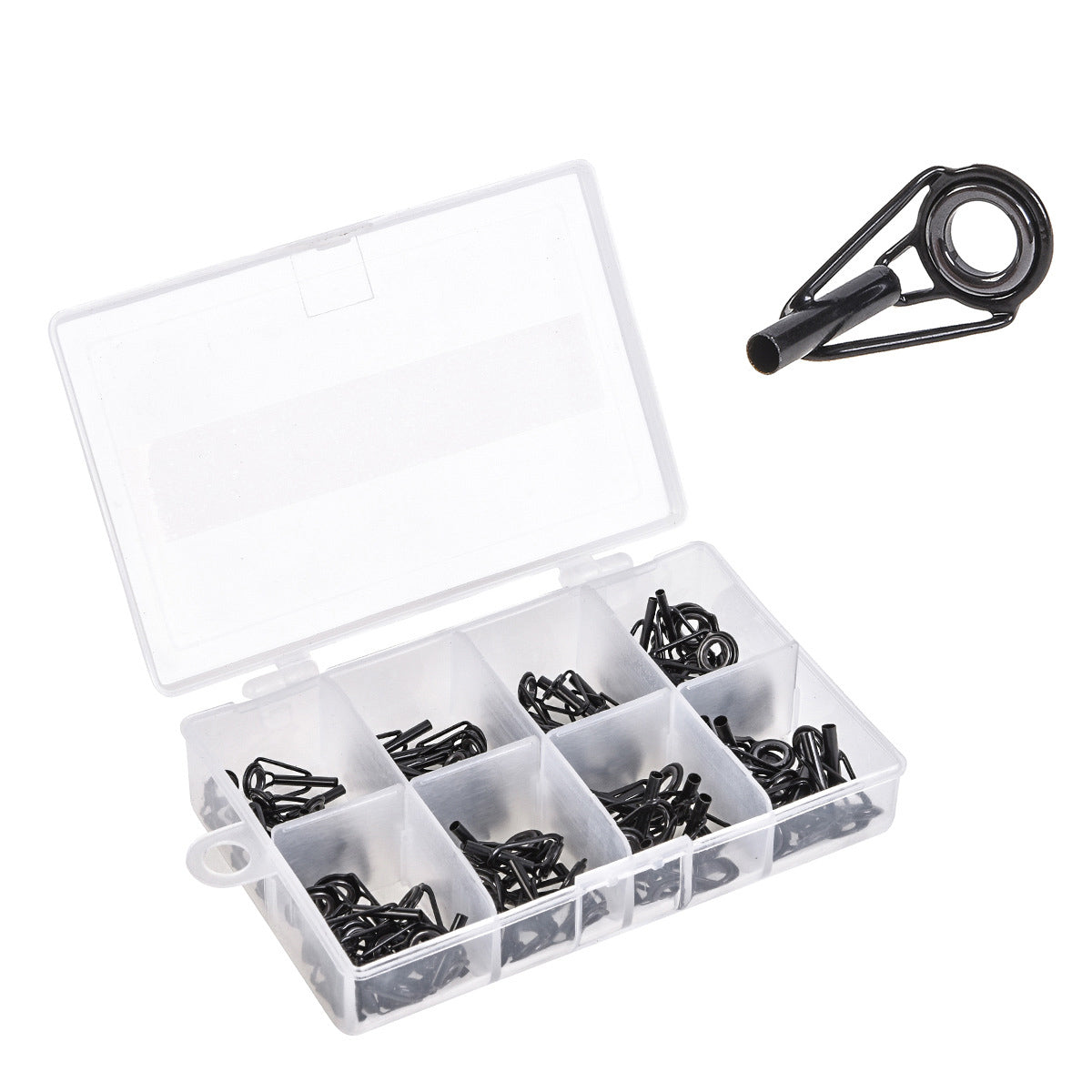 Black Multi-Number Rod Guide Ring Set 80Pcs Boxed Stainless Steel Ceramic Luer Wire Ring