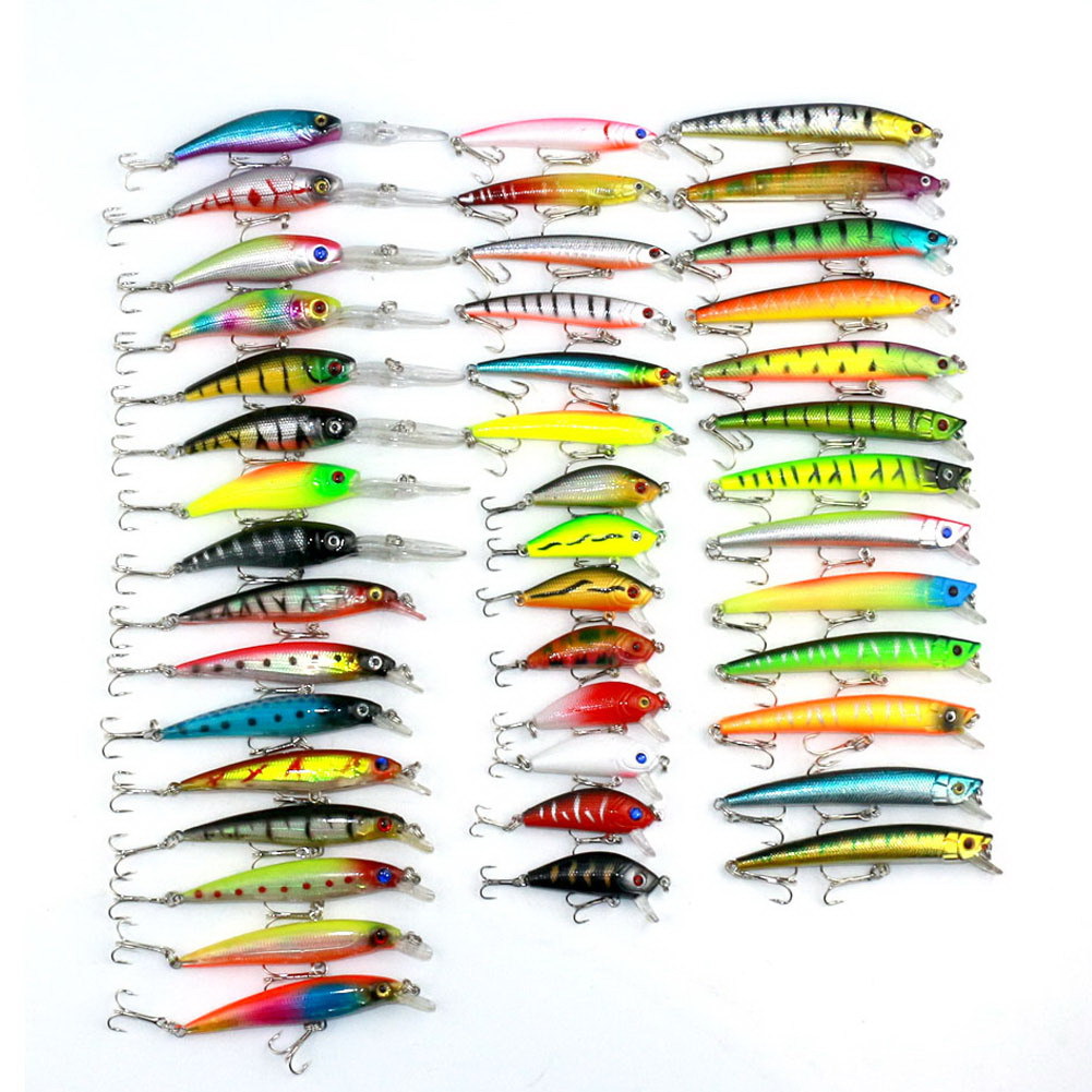 43 Pcs Mixed Size Colors Fishing Lure Set Wobbler