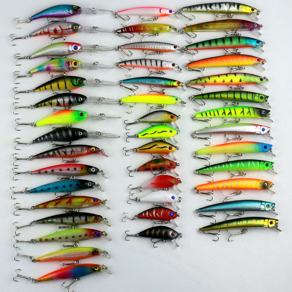 43 Pcs Mixed Size Colors Fishing Lure Set Wobbler