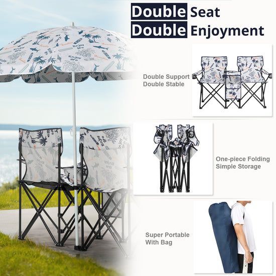 59x19.6x31in, Coconut Tree Pattern, Fishing Chair With Parasol, Camping Chairs
