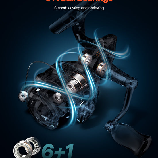Rod And Fishing Reel Combo, IM6 Fiberglass & Carbon Fiber Spinning Rod And Reel Combo, Bass Fishing Pole With 6.5 Ft Two-Piece Rods, 6+1 Ball Bearings, Stainless Steel Guides With Ceramic Rings