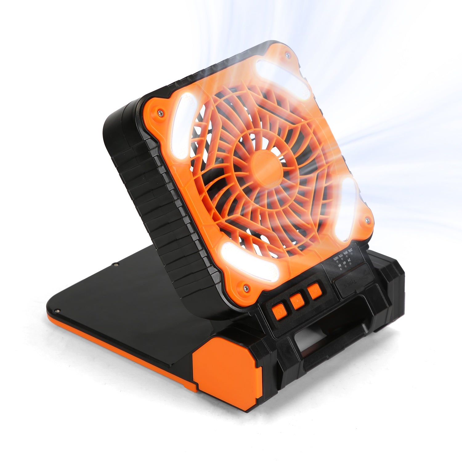 1Pc Solar Camping Fan With LED Lantern 5200mAh Rechargeable Battery Operated Portable Fan With Emergency Power Bank 4 Wind Speeds 3 Light Modes For Hiking Fishing Travel