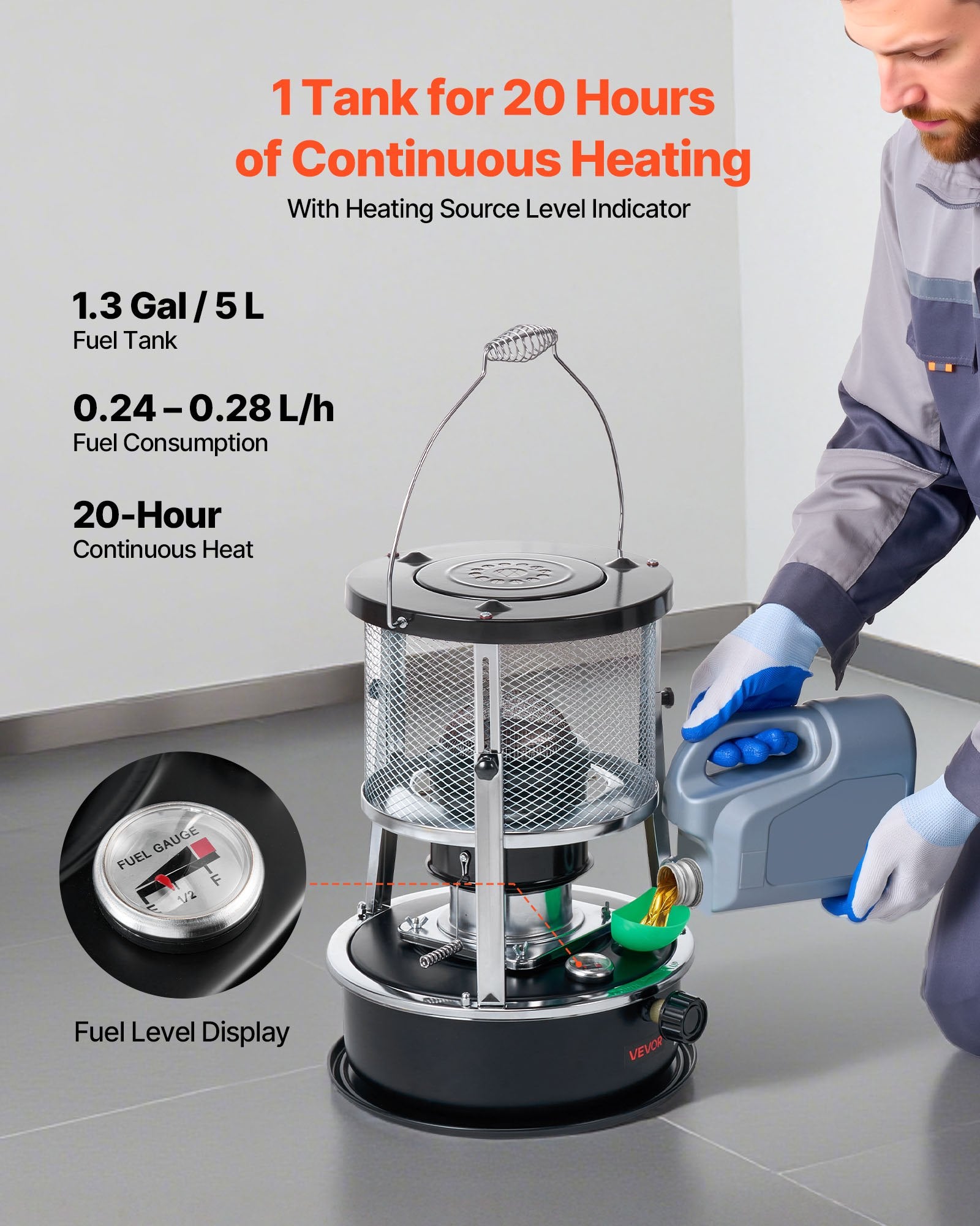 9000 BTU Portable Kerosene Heater & Stove, 2 In 1 Non-Electric Indoor Outdoor Heater With Adjustable Height & Flame & Easy Storage,for Camping, Hunting, Cooking, Home, Garage, Black