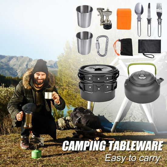 Camping Aluminum Cookware Kit Outdoor Cooking Set Aluminum Equipment Outdoor Pot Travel Tableware Kitchen Hiking Picnic BBQ