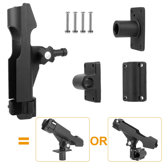 1Pc Boat Fishing Pole Rod Holder 360Degree Rotatable Kayak Side Rail Mount Adjustable Folding Rod Holder With Large Clamp Rod Not Included