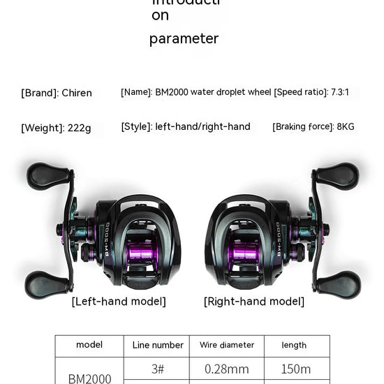 Colorful Strong Magnetic Brake Water Drop Fishing Reel