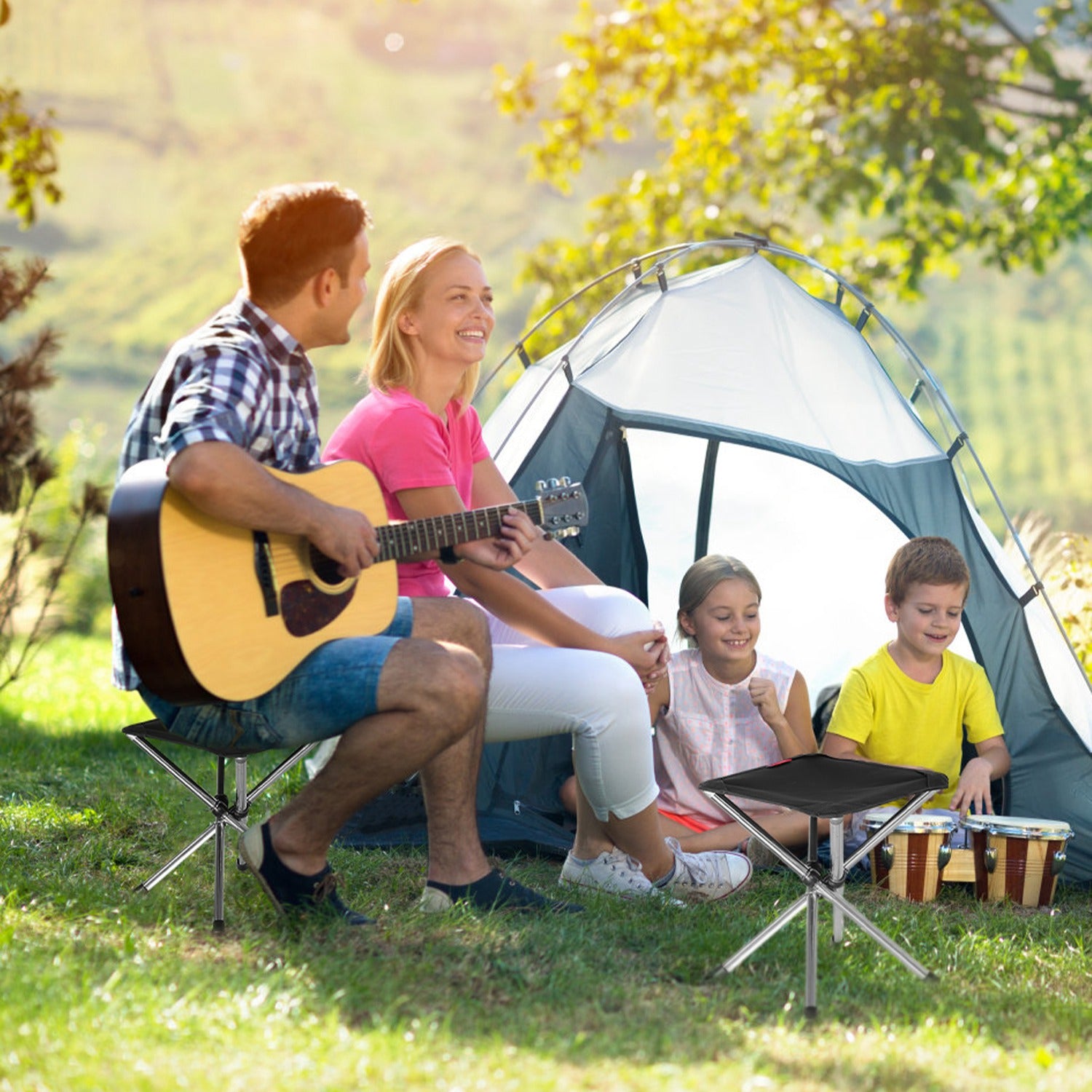 1Pc Foldable Camping Stool Retractable Portable Folding Chair Easy Setup Lightweight Backpacking Stool Carry Bag Fishing Camping Hiking BBQ