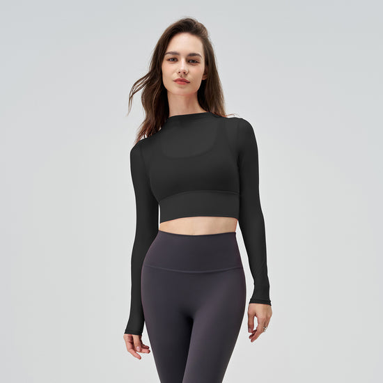 Exercise Mesh Slimming T-shirt Round Neck Quick-drying Thin Long Sleeve
