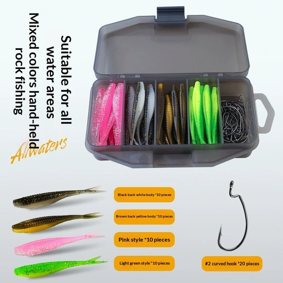Soft Bait Lure Kit With 66 piece Fork Tailed Worms