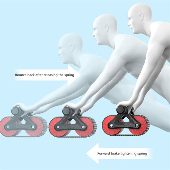 Double Wheel Abdominal Exerciser Automatic Rebound Ab Wheel