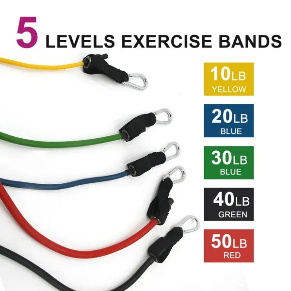 5 PC Set Resistance Exercise Bands