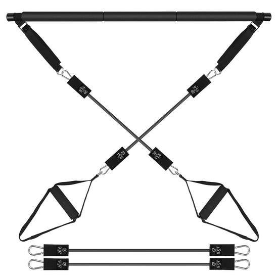 100LBS OR 180LBS Band Options - 1Pc Pilates Bar Kit Multifunctional Pilates Yoga Toning Bar Full Body Exercise Equipment Set