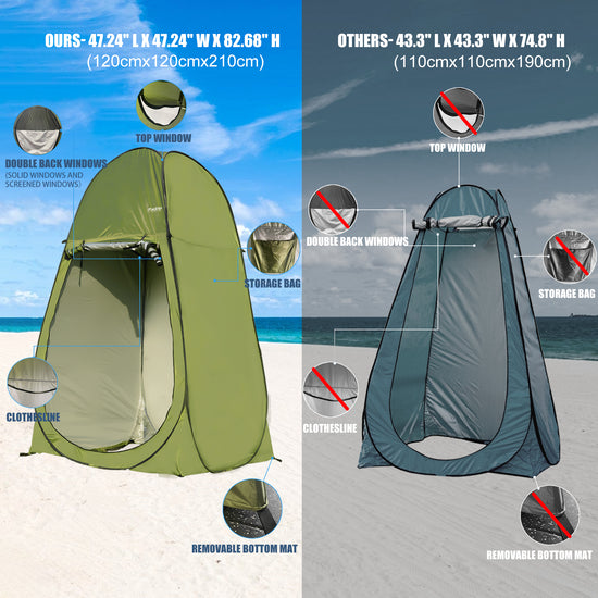 Camping Shower Tent 7FT Instant Level Up Privacy Tents, Portable Toilet Tent Outdoor Dressing Room, Foldable Camp Sun Shelter For Beach Fishing
