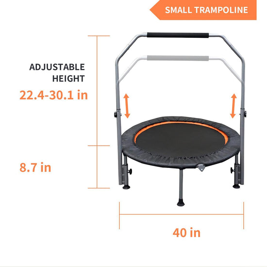 Folding Mini Fitness Trampoline With Adjustable Handles For Adults, Suitable For Indoor And Outdoor Exercise