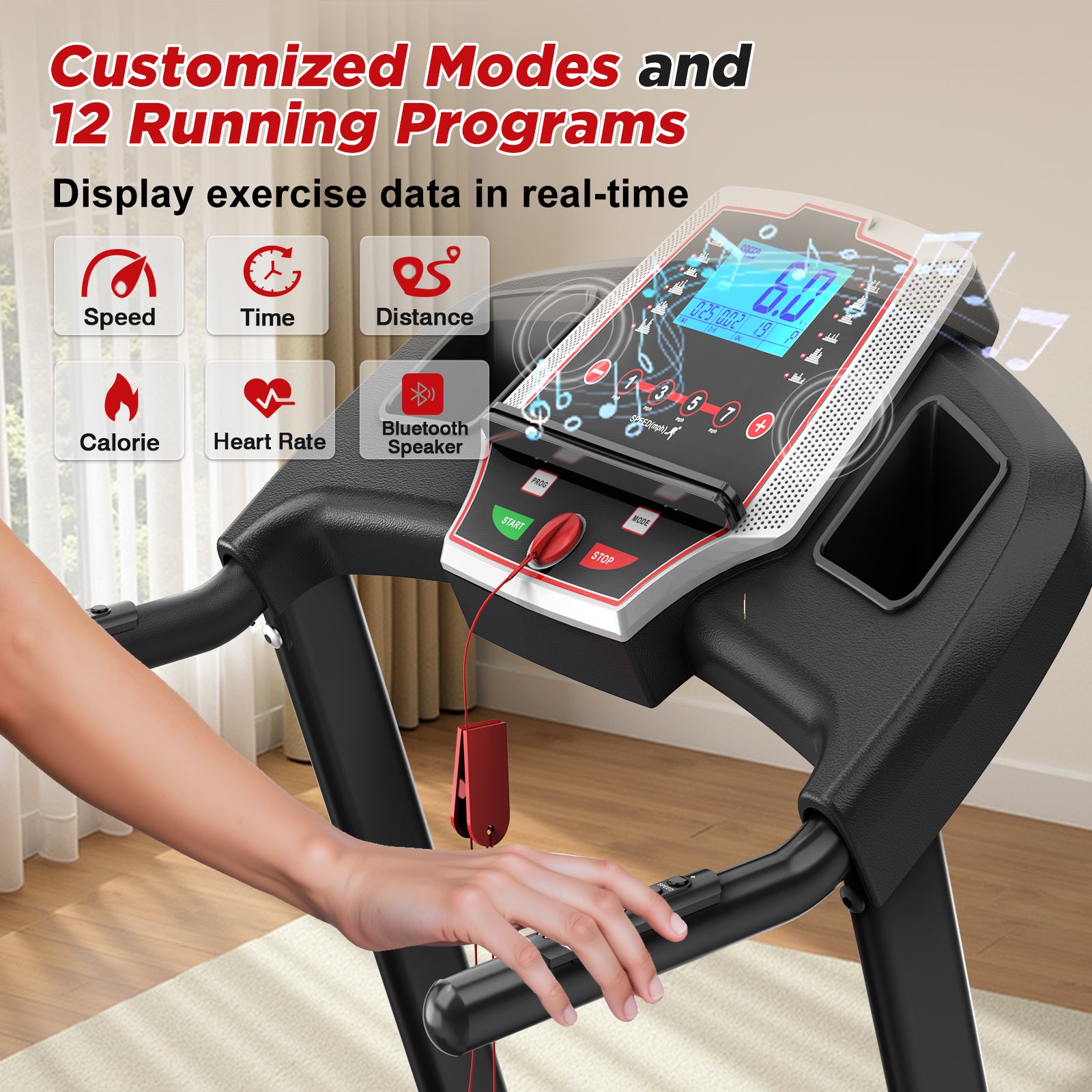 Folding Treadmills For Home - 3.5HP Portable Foldable With Incline, Electric Treadmill For Running Walking Jogging Exercise With 12 Preset Programs,