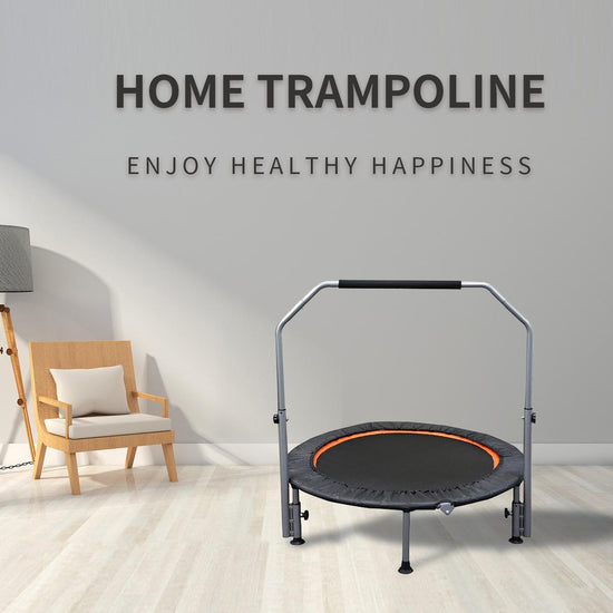 Folding Mini Fitness Trampoline With Adjustable Handles For Adults, Suitable For Indoor And Outdoor Exercise