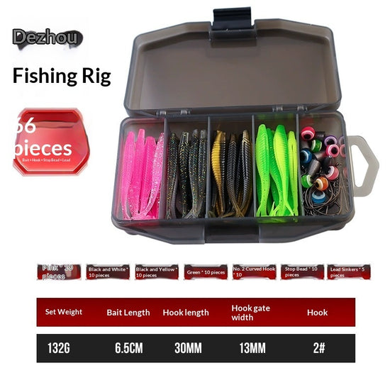 Soft Bait Lure Kit With 66 piece Fork Tailed Worms