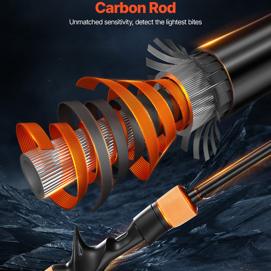 Rod And Fishing Reel Combo, IM7 Carbon Fiber Baitcasting Rod And Reel Combo, Bass Fishing Pole With 6+1 BB System, 7.0:1 Gear Ratio, Cork Handle, Stainless Steel Guides With Ceramic Rings