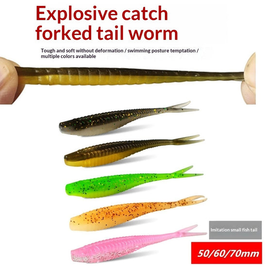 Soft Bait Lure Kit With 66 piece Fork Tailed Worms