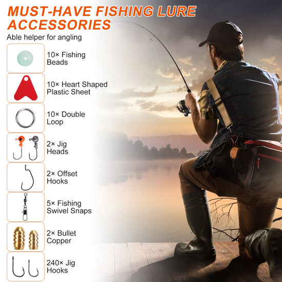 375Pcs Fishing Baits And Tackle Box Saltwater Freshwater Fishing Lures Kit