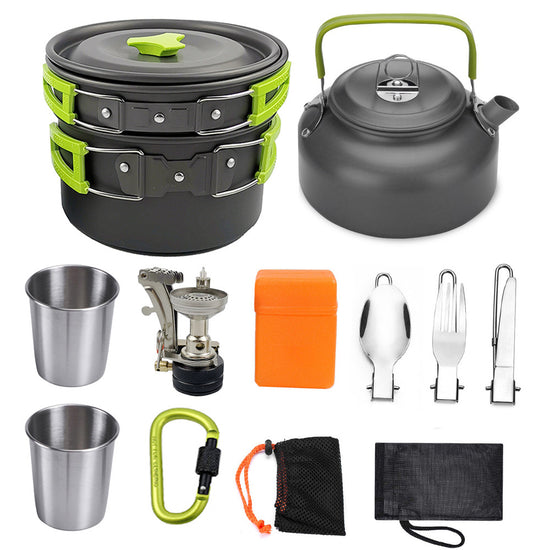 Camping Aluminum Cookware Kit Outdoor Cooking Set Aluminum Equipment Outdoor Pot Travel Tableware Kitchen Hiking Picnic BBQ