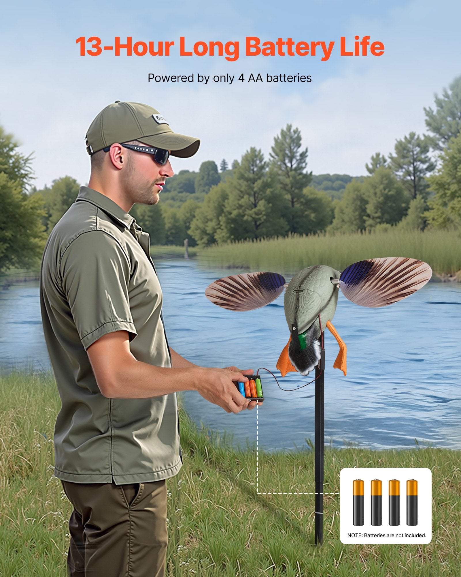 Spinning Wing Motion Duck Decoys, Outdoor Teal Decoys For Hunting, Floating Duck For Pool, Pond, And Lake, Realistic Plastic Duck Hunting Decoy, Garden Yard Decoration, Easy To Carry, 1-Pack