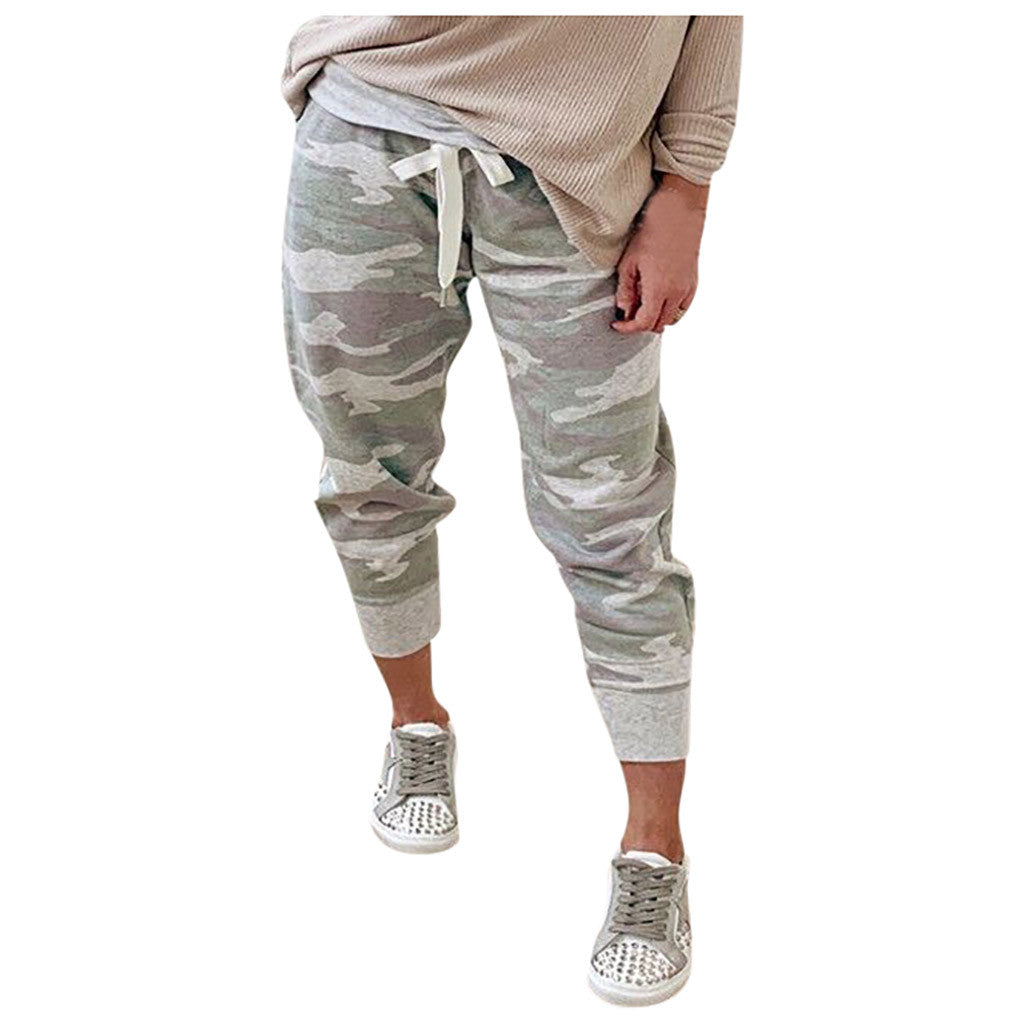 Camo print casual drawstring Jogger