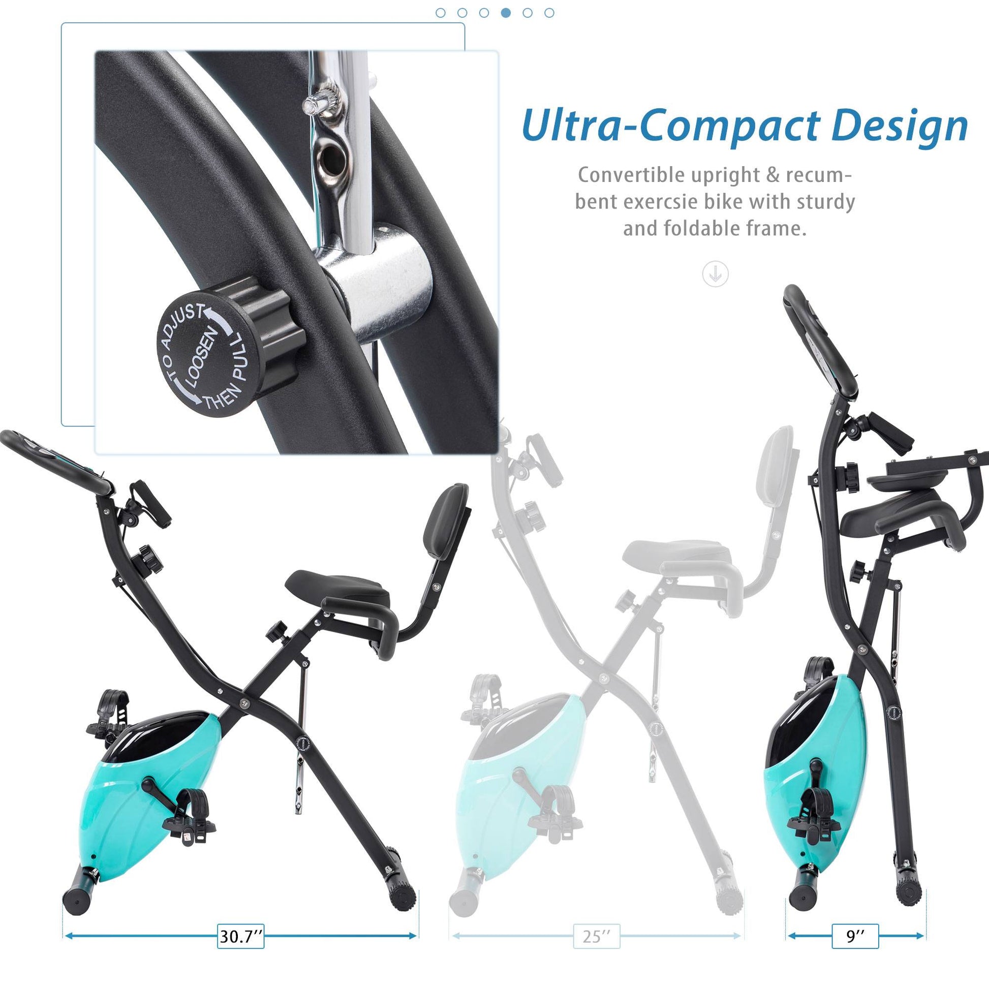 Folding Exercise Bike, Upright Recumbent X-Bike Adjustable Resistance