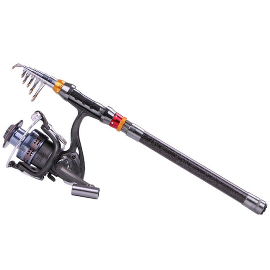 Fishing-Rod-Set Spinning Reel Combo Line Telescopic Carbon-Fiber Travel