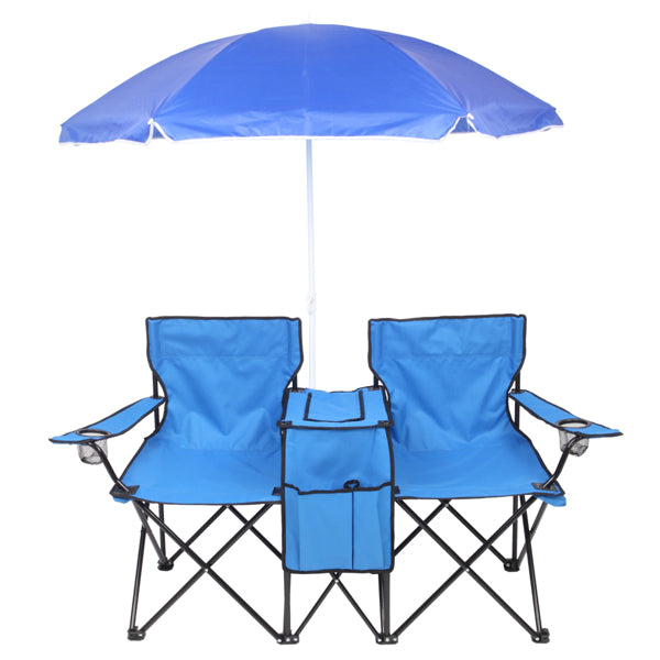 Outdoor Beach Chair with Umbrella in Blue