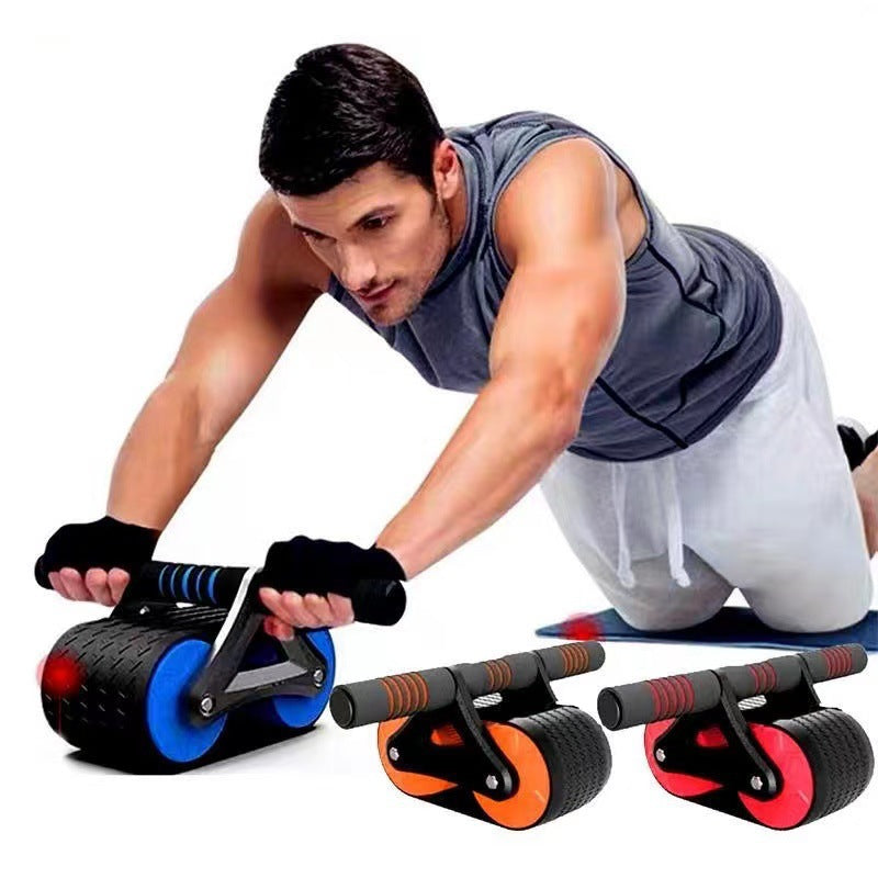 Double Wheel Abdominal Exerciser Automatic Rebound Ab Wheel