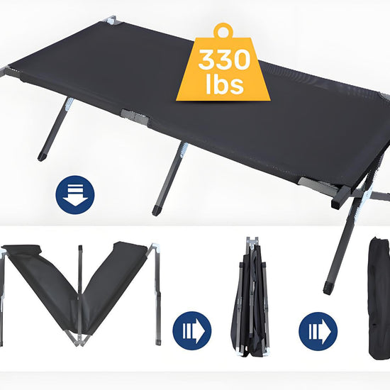 Marching Bed Outdoor Camping Bed, Foldable Lightweight Bed, Portable Camping Bed With Portable Bag, Suitable For Adult Hiking And Hunting Trips Black