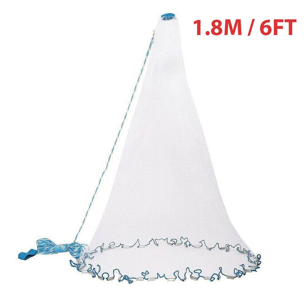 Fishing Cast Net Easy Throw Hand Cast Strong Nylon Mesh