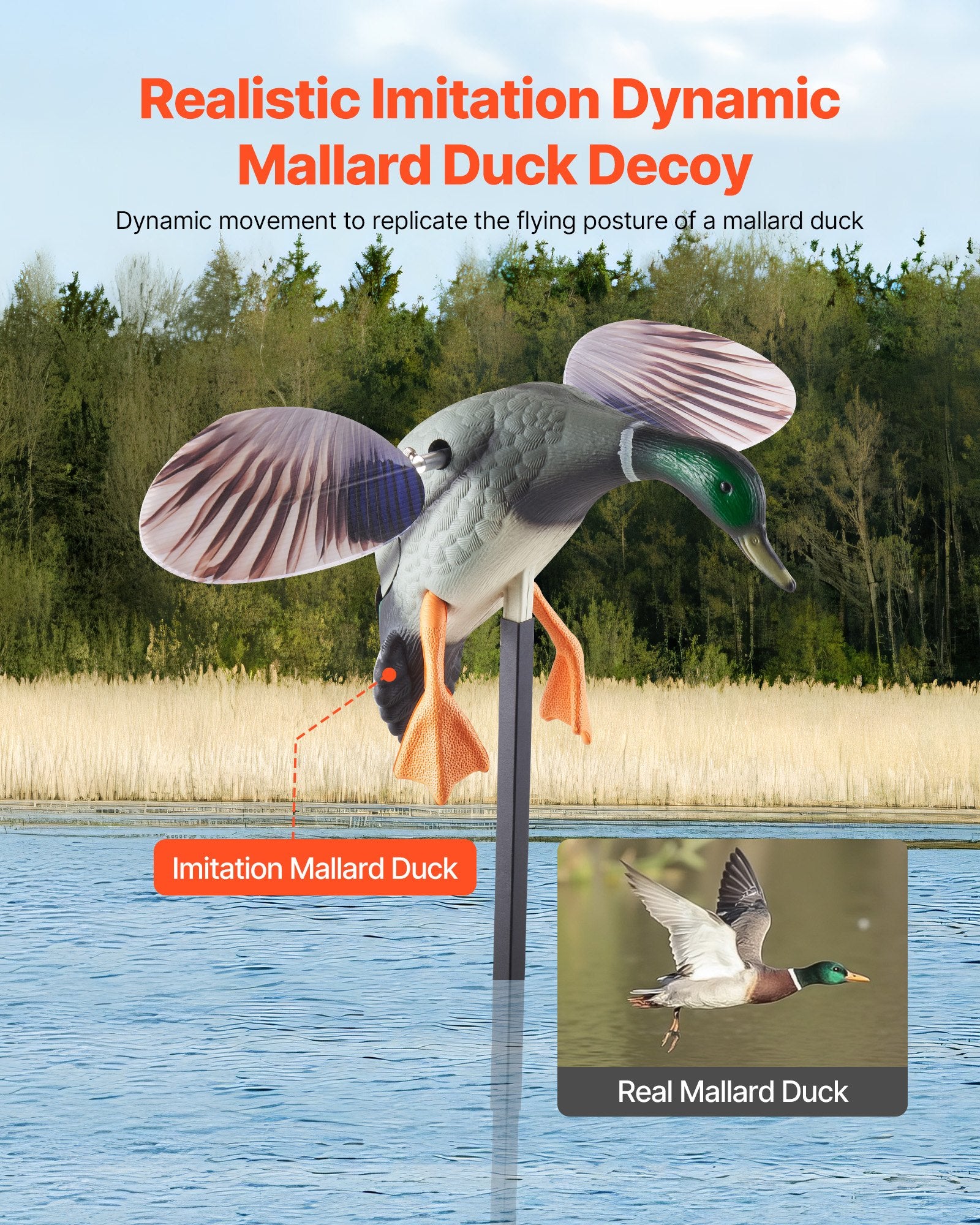 Spinning Wing Motion Duck Decoys, Outdoor Teal Decoys For Hunting, Floating Duck For Pool, Pond, And Lake, Realistic Plastic Duck Hunting Decoy, Garden Yard Decoration, Easy To Carry, 1-Pack