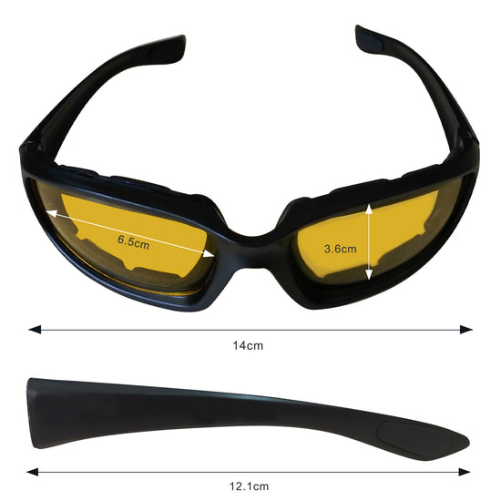 Chopper Cycling Sports Sunglasses UV400 Protection For Cycling Fishing Driving Glasses Wind Resistant Yellow Lens 3 Pack