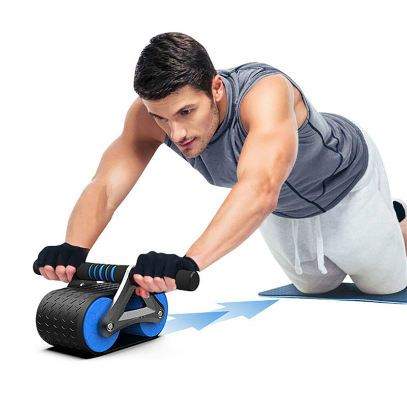Double Wheel Abdominal Exerciser Automatic Rebound Ab Wheel
