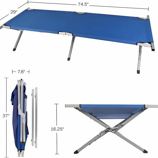 Marching Bed Outdoor Camping Bed, Foldable Lightweight Bed, Portable Camping Bed With Portable Bag, Suitable For Adult Hiking And Hunting Trips Blue