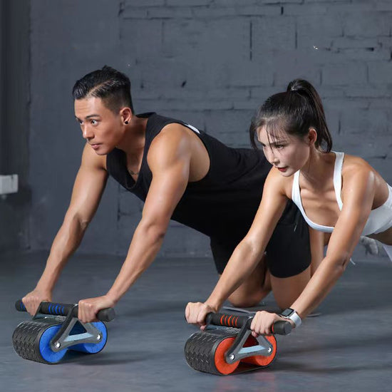 Double Wheel Abdominal Exerciser Automatic Rebound Ab Wheel