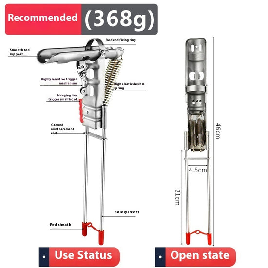 Fishing Rod Holder Spring Automatic Full Stainless Steel Adjustable Sensitivity