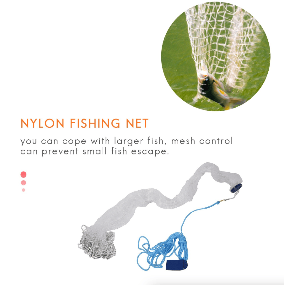 Fishing Cast Net Easy Throw Hand Cast Strong Nylon Mesh