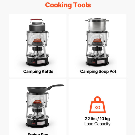 9000 BTU Portable Kerosene Heater & Stove, 2 In 1 Non-Electric Indoor Outdoor Heater With Adjustable Height & Flame & Easy Storage,for Camping, Hunting, Cooking, Home, Garage, Black