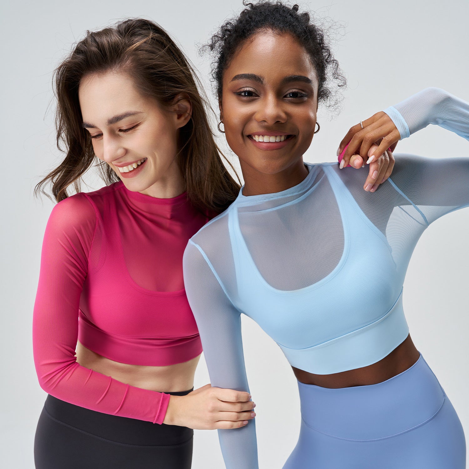 Exercise Mesh Slimming T-shirt Round Neck Quick-drying Thin Long Sleeve