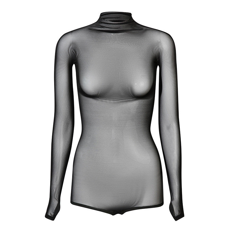 Women's Long Sleeve Overall Mesh Jumpsuit Exercise Clothing