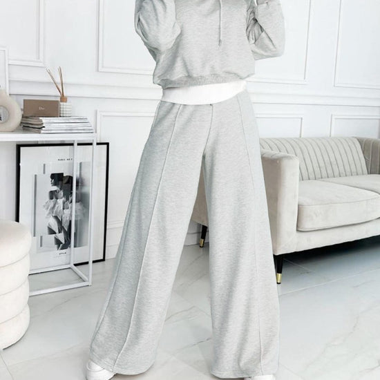 Women's Hoodie Suit Sporty Casual Long-Sleeved Hooded Sweatshirt And Drawstring Pocket Sweatpants Fashion Commuter Trousers Set