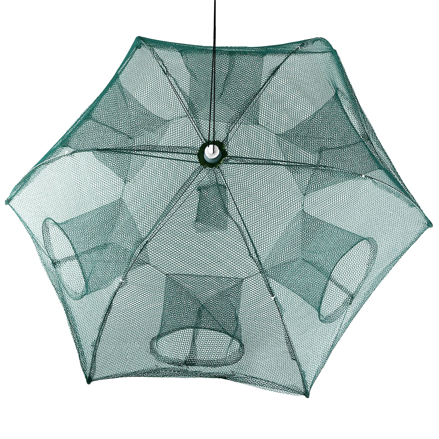 Fishing Trap Net Portable Folded Fishing Bait Trap Shrimp Minnow Crab Bait Net 6 Sides 6 Holes Crayfish Cast Mesh Trap Automatic